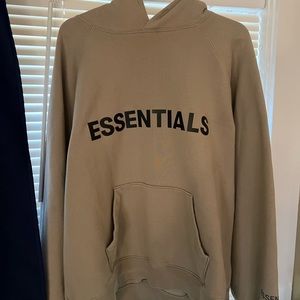 Fear of God Essentials Hoodie-Appliqué Logo. Color:Olive/Khaki